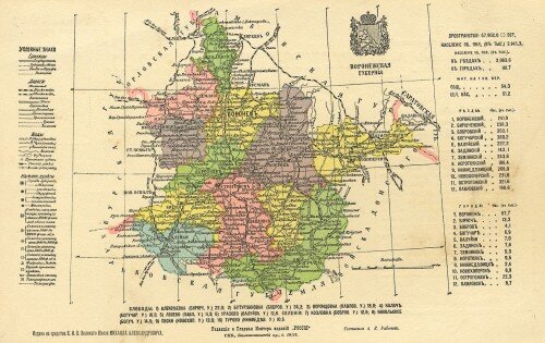 Старинная карта Воронежской губернии