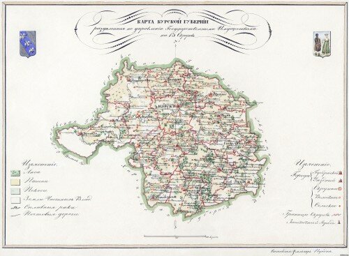 Старинная карта Курской губернии