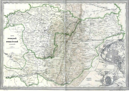 Старинная карта Оренбургской губернии